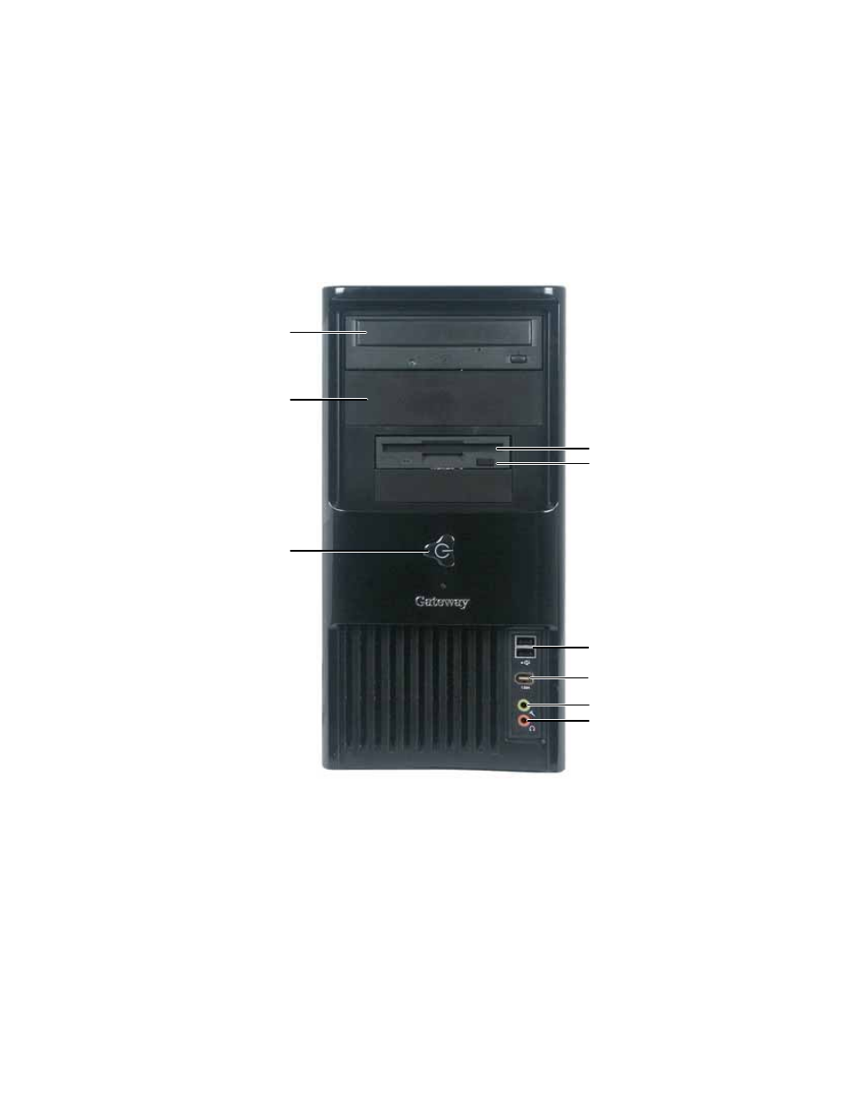 Mid tower, Front | Gateway E-4300 User Manual | Page 17 / 144