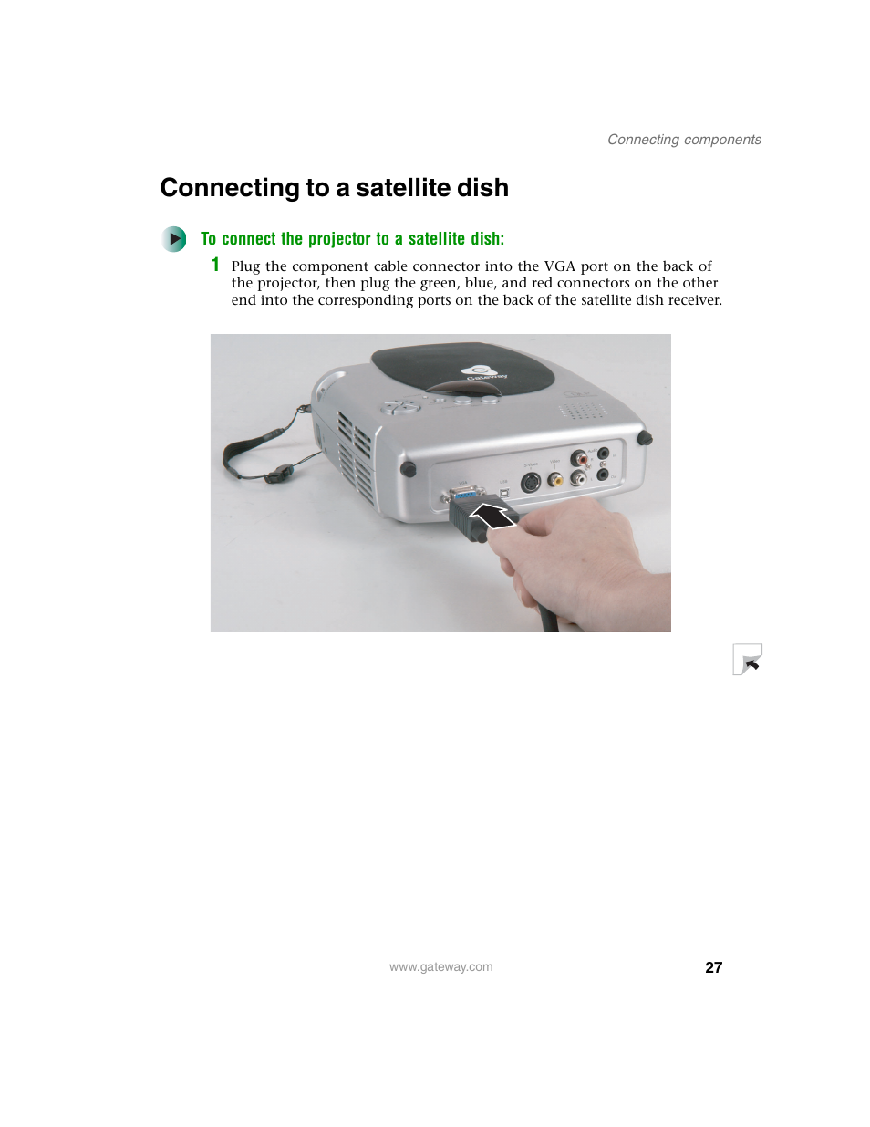 Connecting to a satellite dish | Gateway 210 User Manual | Page 31 / 58