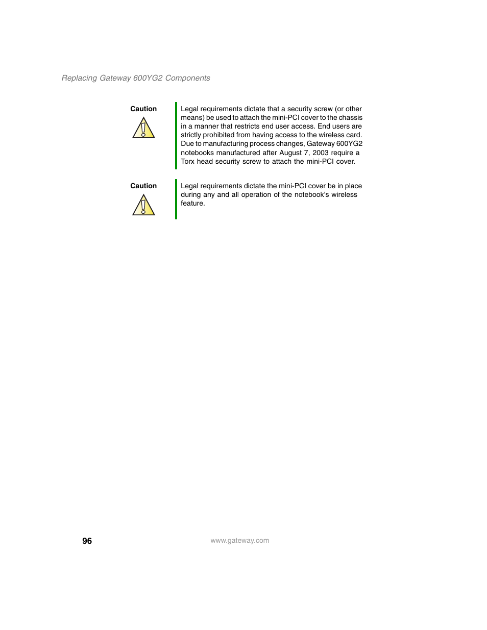 Gateway 600YG2 User Manual | Page 101 / 103
