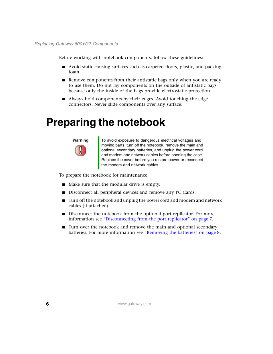 Preparing the notebook | Gateway 600YG2 User Manual | Page 11 / 103