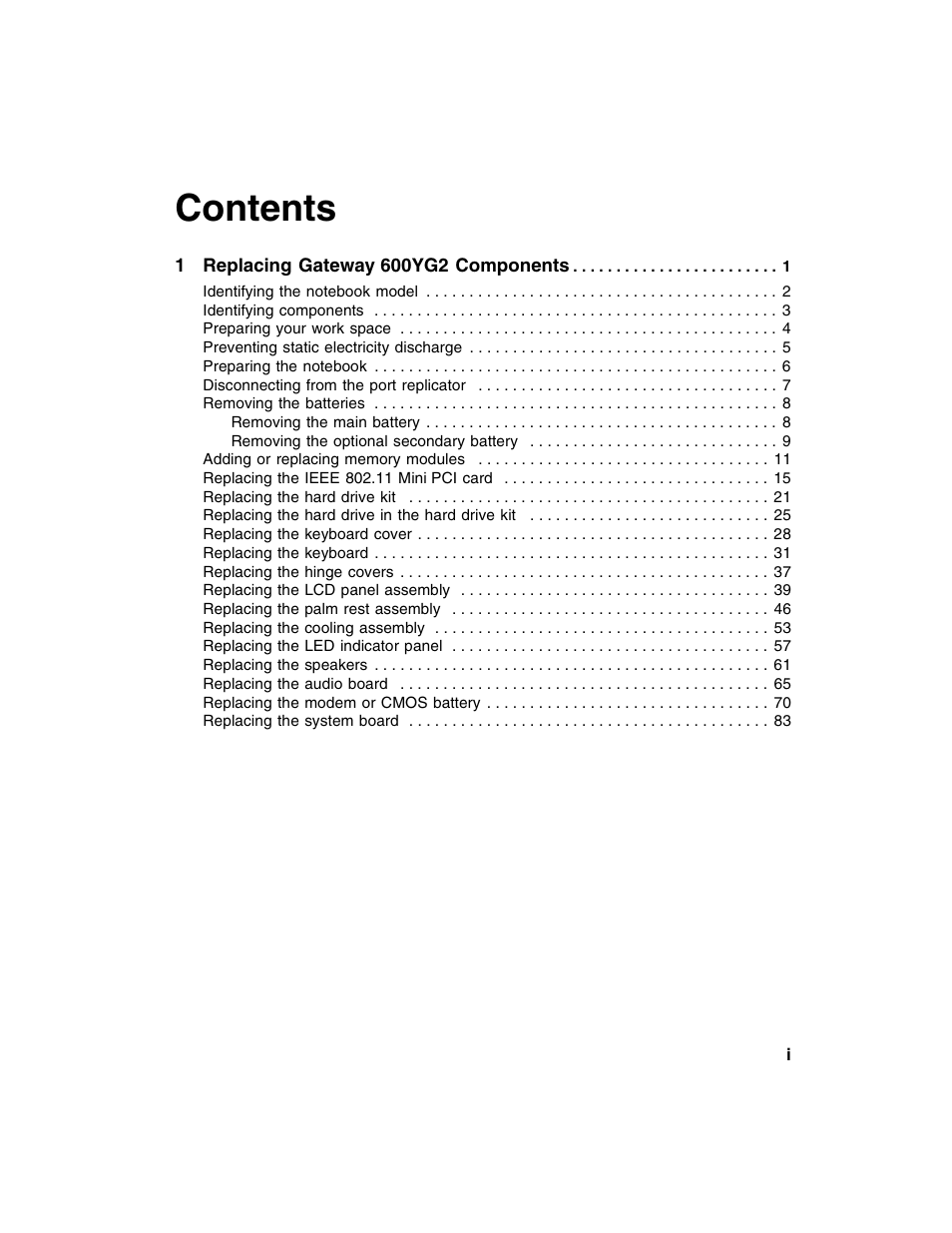 Gateway 600YG2 User Manual | Page 3 / 103