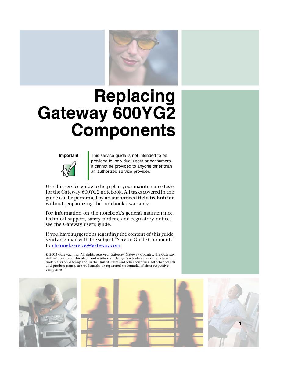 Replacing gateway600yg2 components, Replacing gateway 600yg2 components | Gateway 600YG2 User Manual | Page 5 / 103