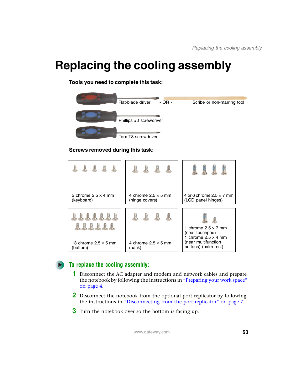Replacing the cooling assembly | Gateway 600YG2 User Manual | Page 58 / 103