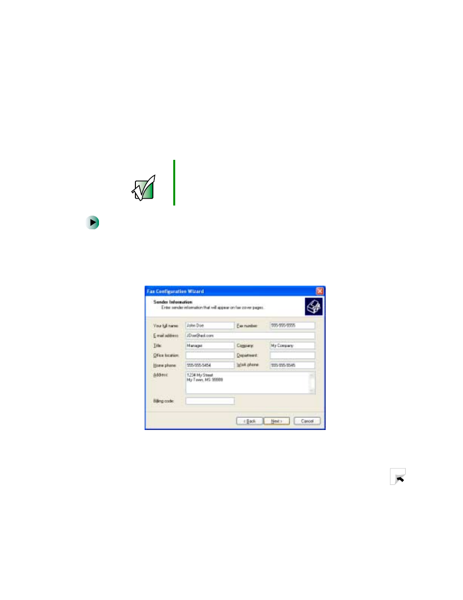 Configuring fax in windowsxp, Configuring fax in windows xp | Gateway 450 User Manual | Page 138 / 329