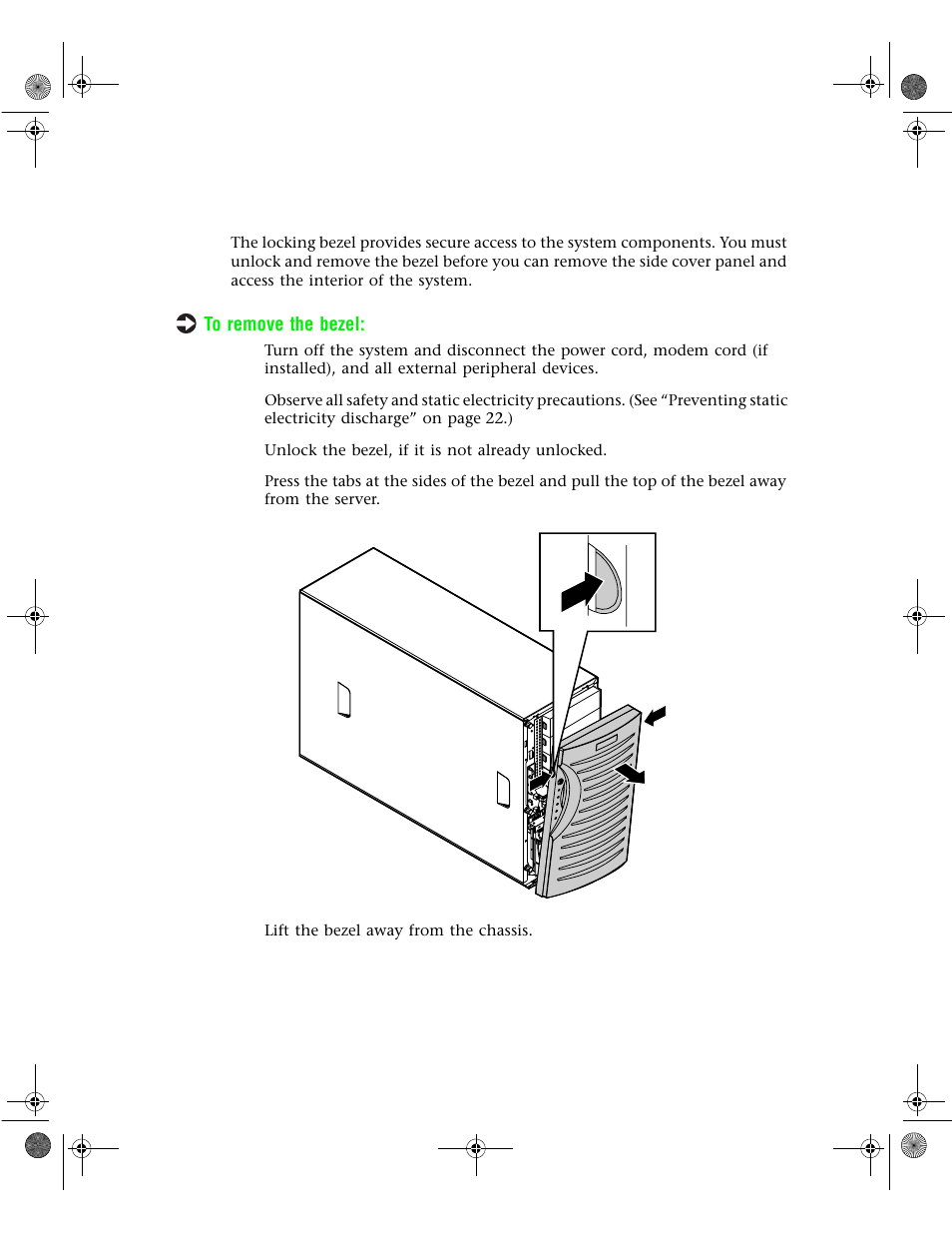 Removing the bezel | Gateway 7400 User Manual | Page 33 / 156