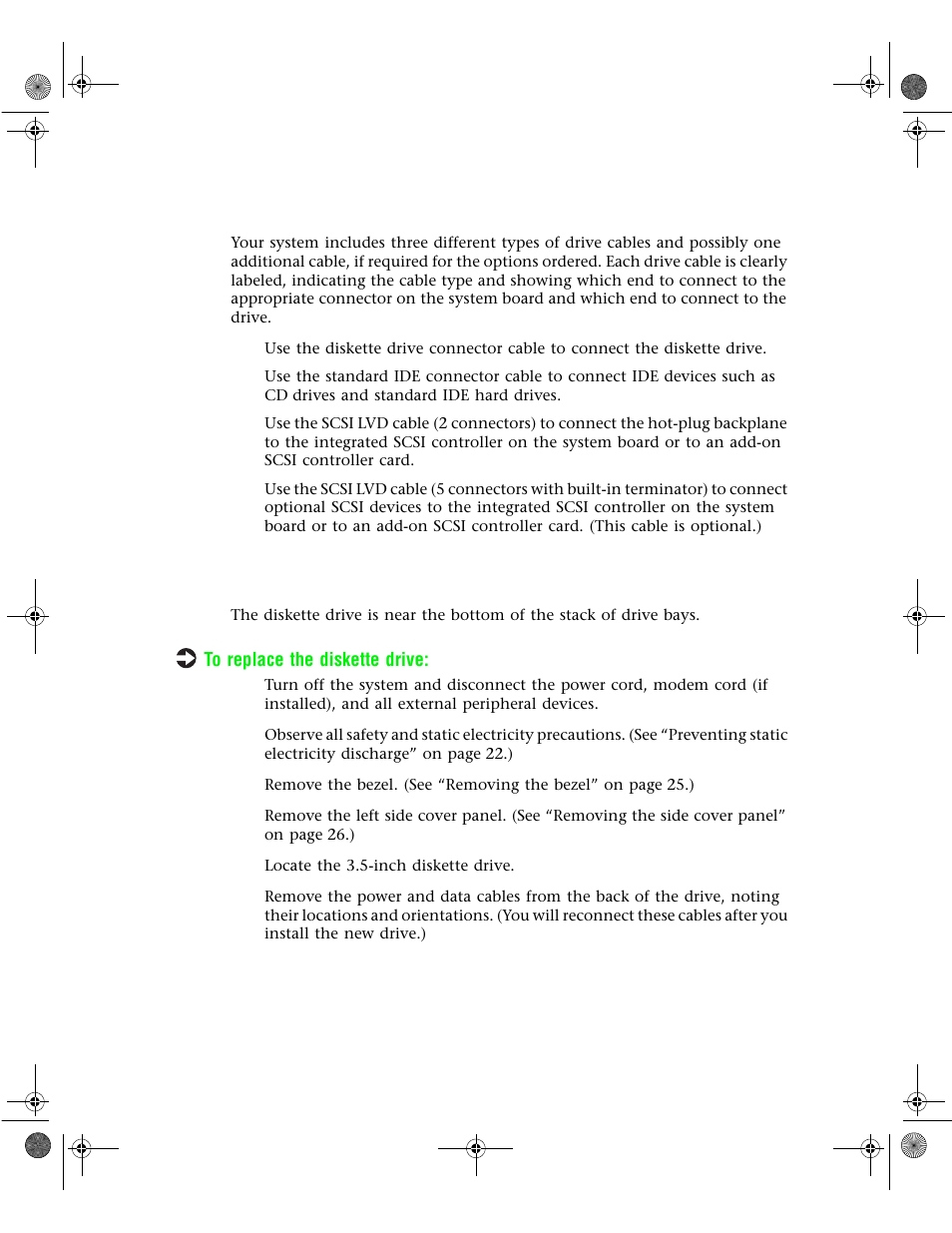 Drive cabling information, Replacing the diskette drive | Gateway 7400 User Manual | Page 39 / 156