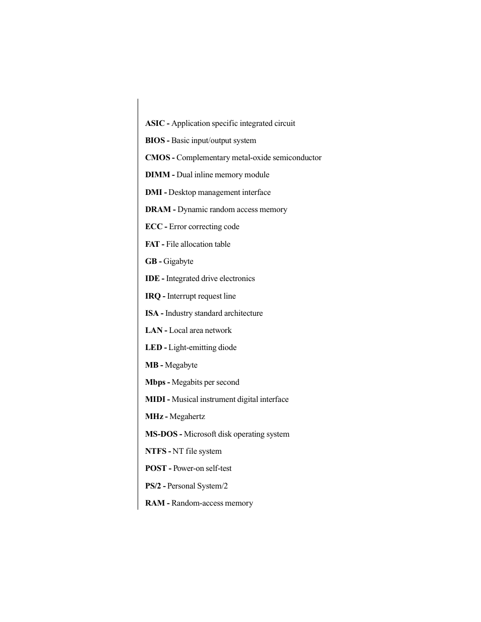 Acronyms and abbreviations | Gateway E-5250 User Manual | Page 35 / 46