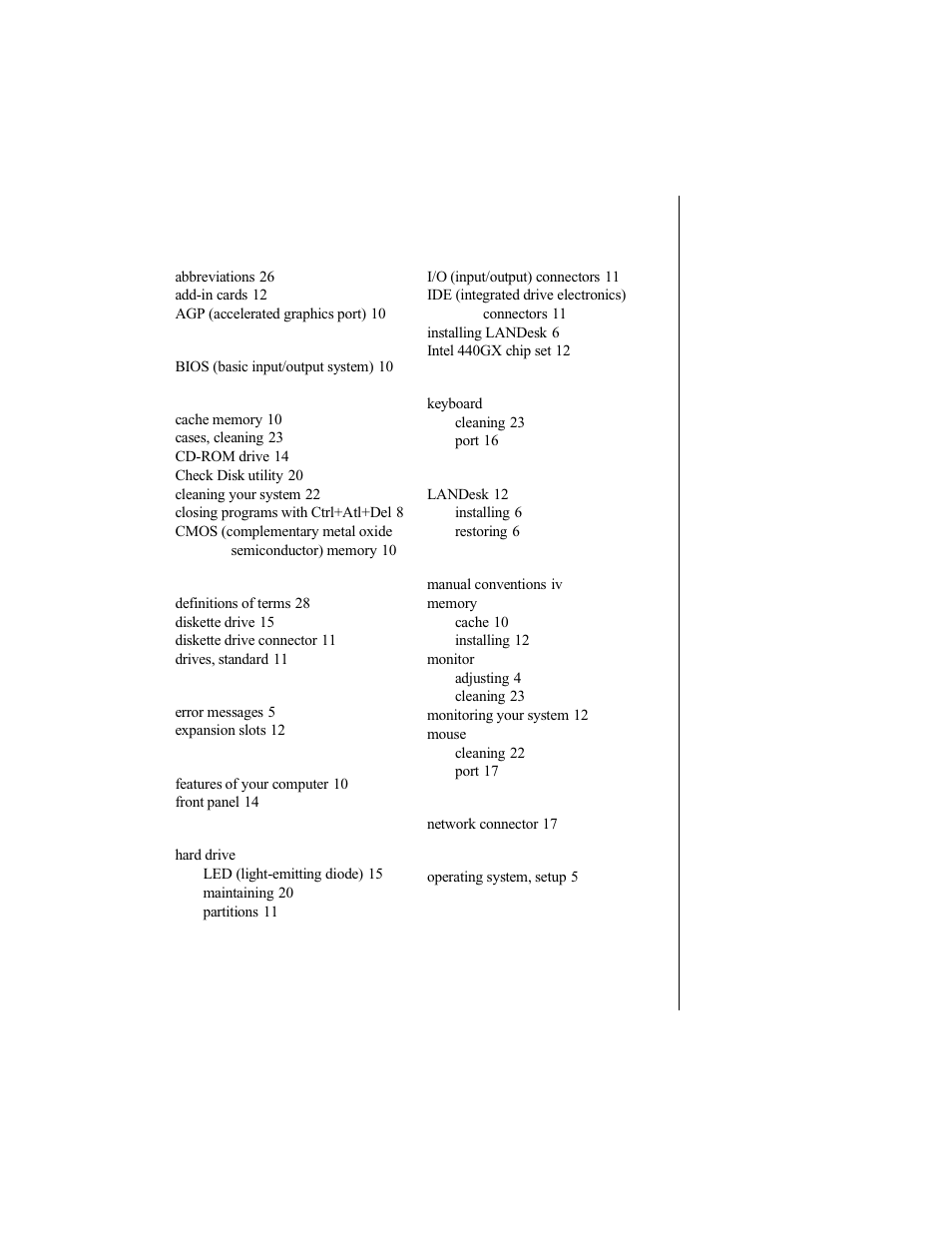 Index | Gateway E-5250 User Manual | Page 44 / 46