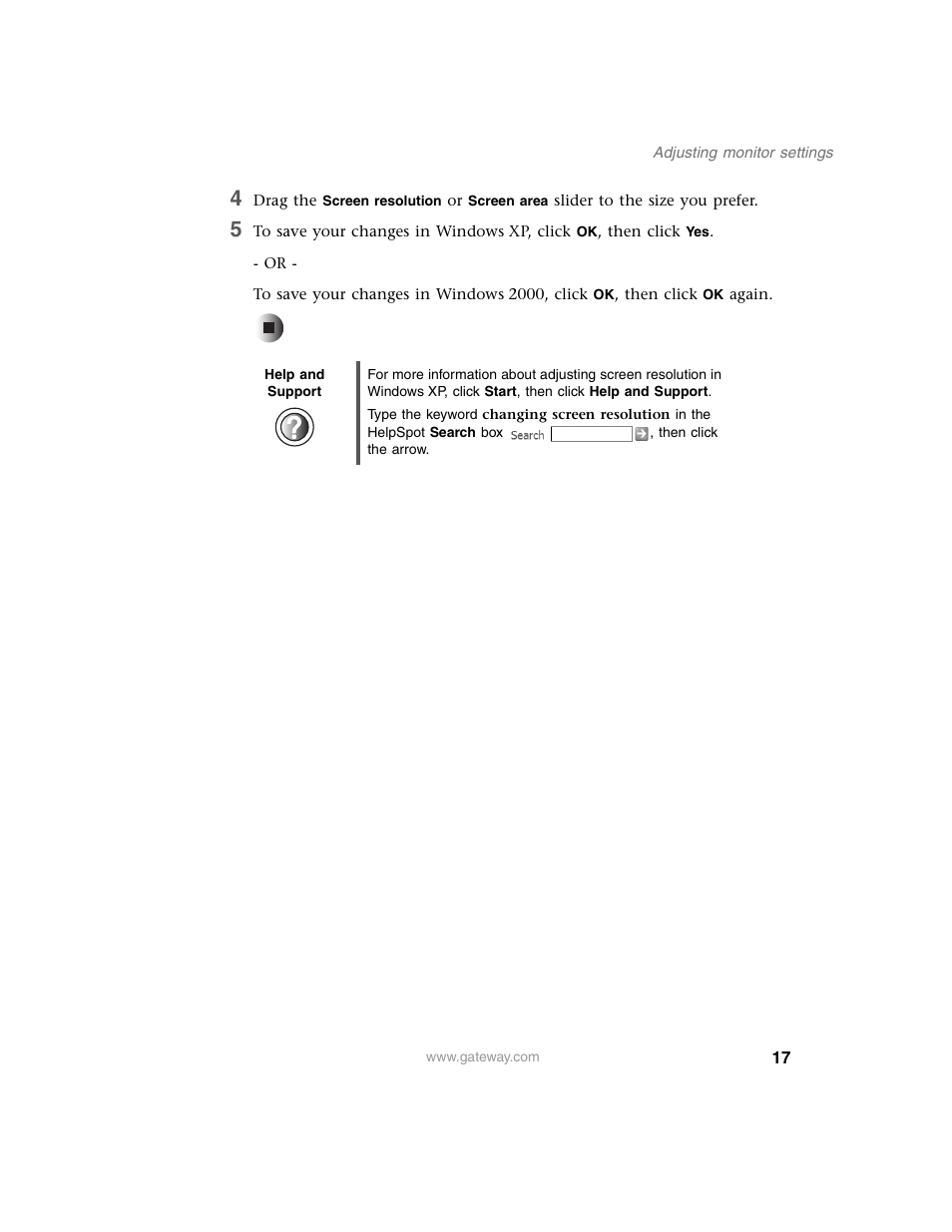Help and support | Gateway FPD 2020 User Manual | Page 21 / 36