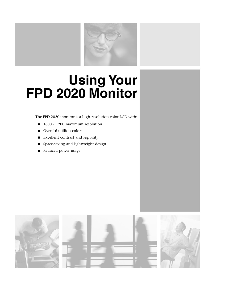 Using your fpd2020 monitor, Using your fpd 2020 monitor | Gateway FPD 2020 User Manual | Page 5 / 36