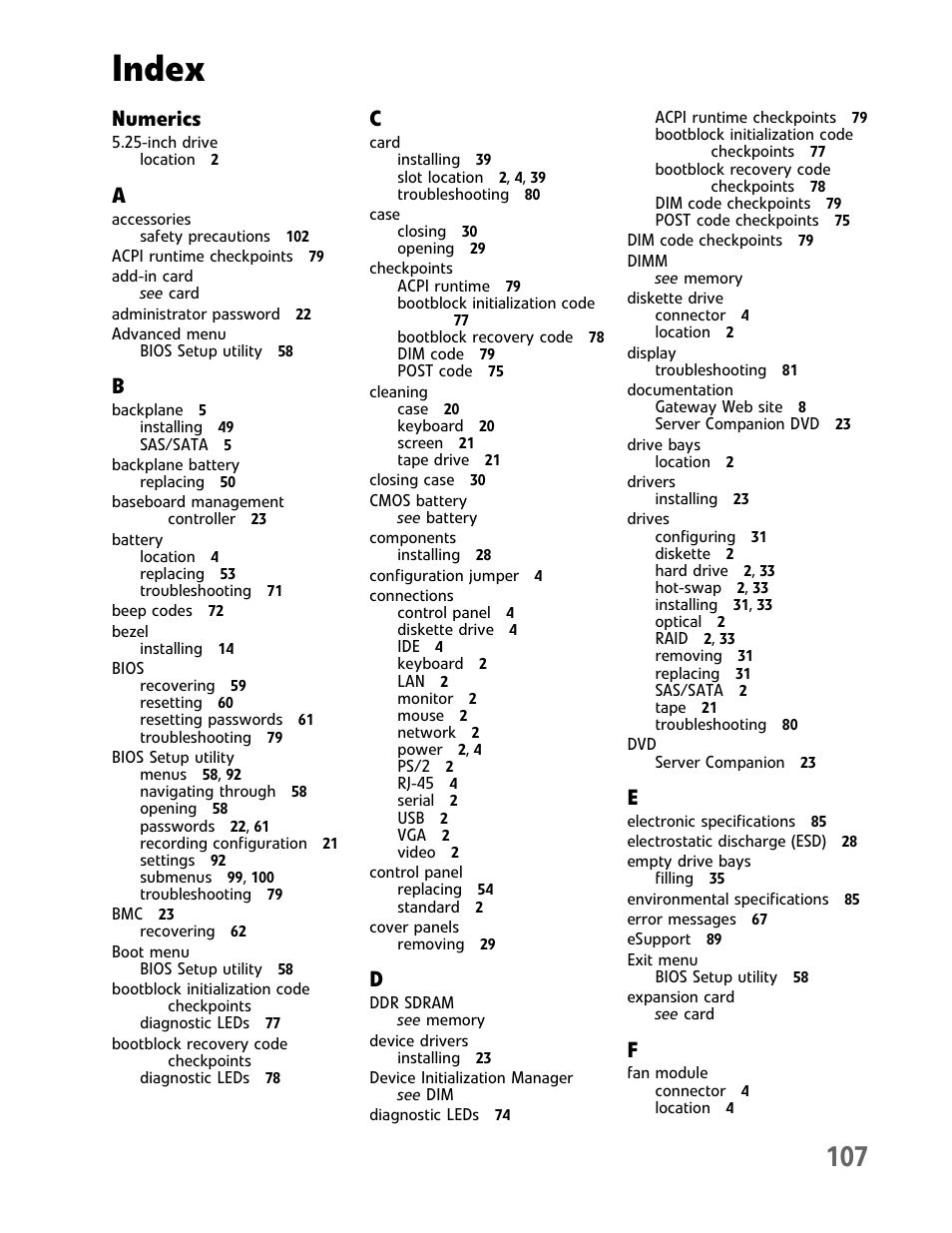 Index, Numerics | Gateway E-9425R User Manual | Page 113 / 118