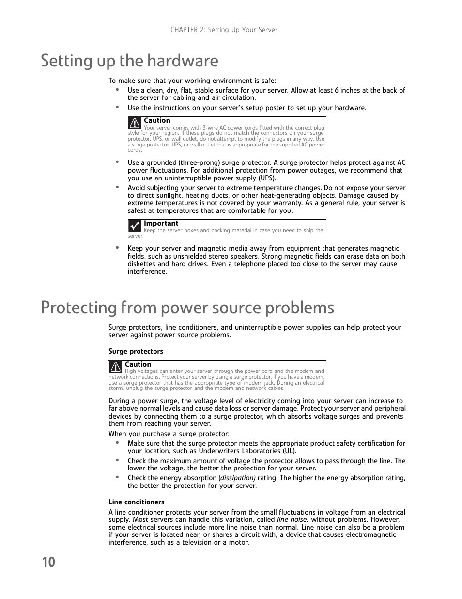 Setting up the hardware, Protecting from power source problems | Gateway E-9425R User Manual | Page 16 / 118