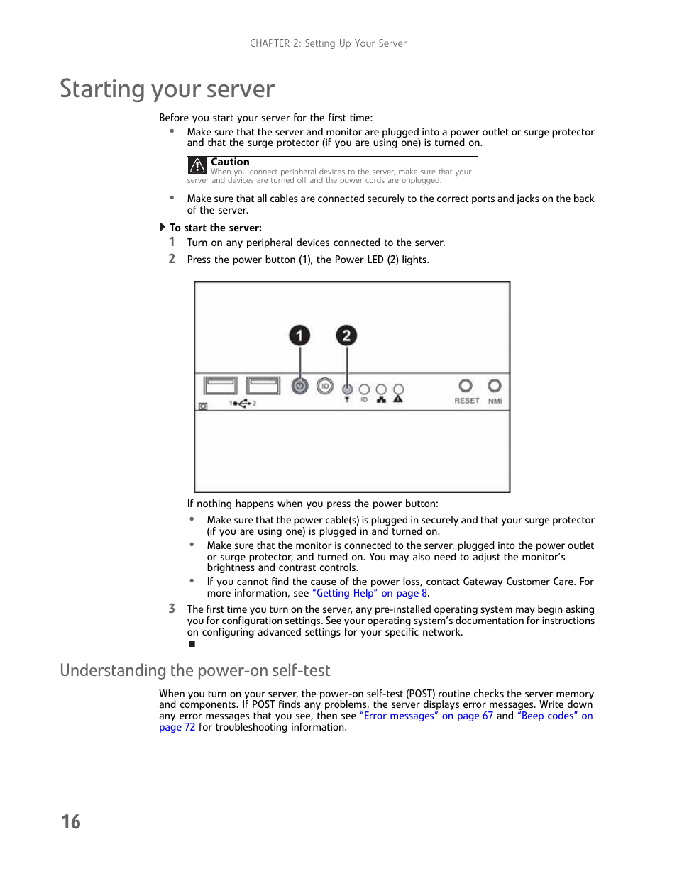Starting your server, Understanding the power-on self-test | Gateway E-9425R User Manual | Page 22 / 118