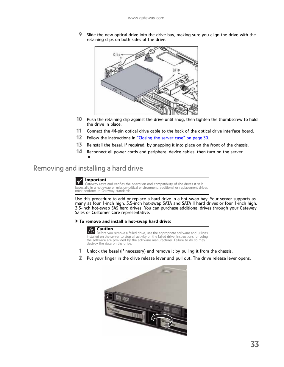Removing and installing a hard drive | Gateway E-9425R User Manual | Page 39 / 118