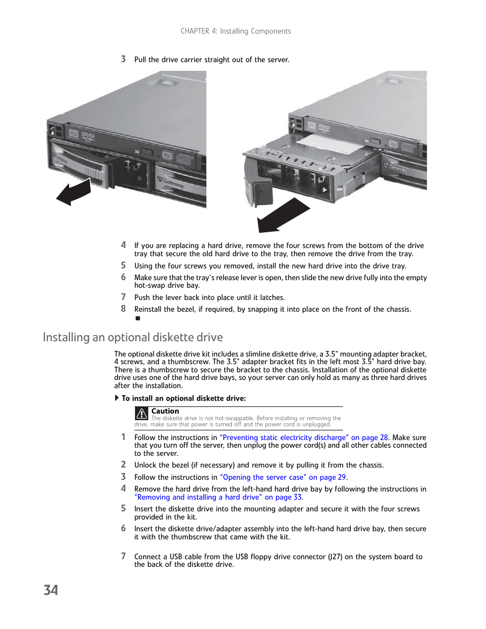 Installing an optional diskette drive | Gateway E-9425R User Manual | Page 40 / 118