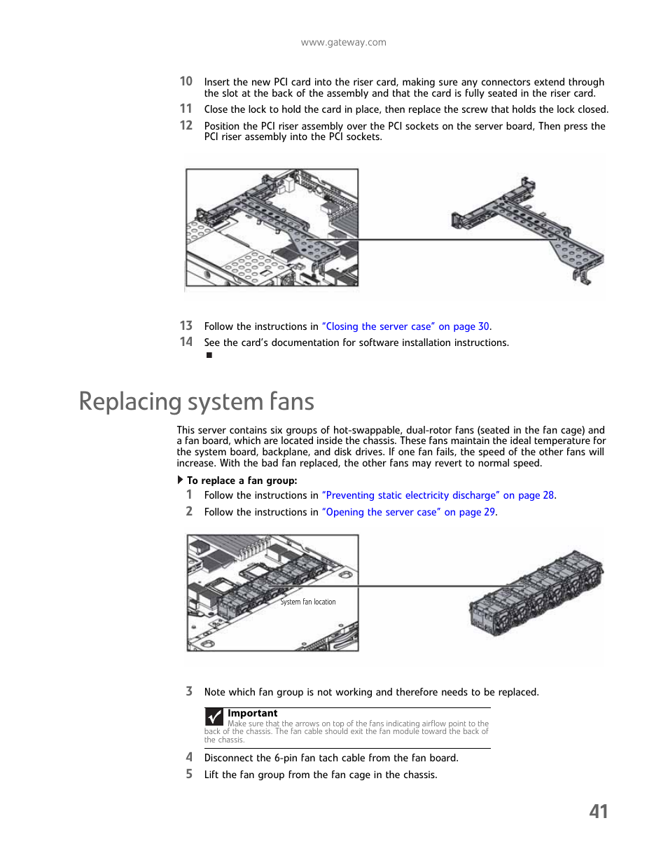 Replacing system fans | Gateway E-9425R User Manual | Page 47 / 118