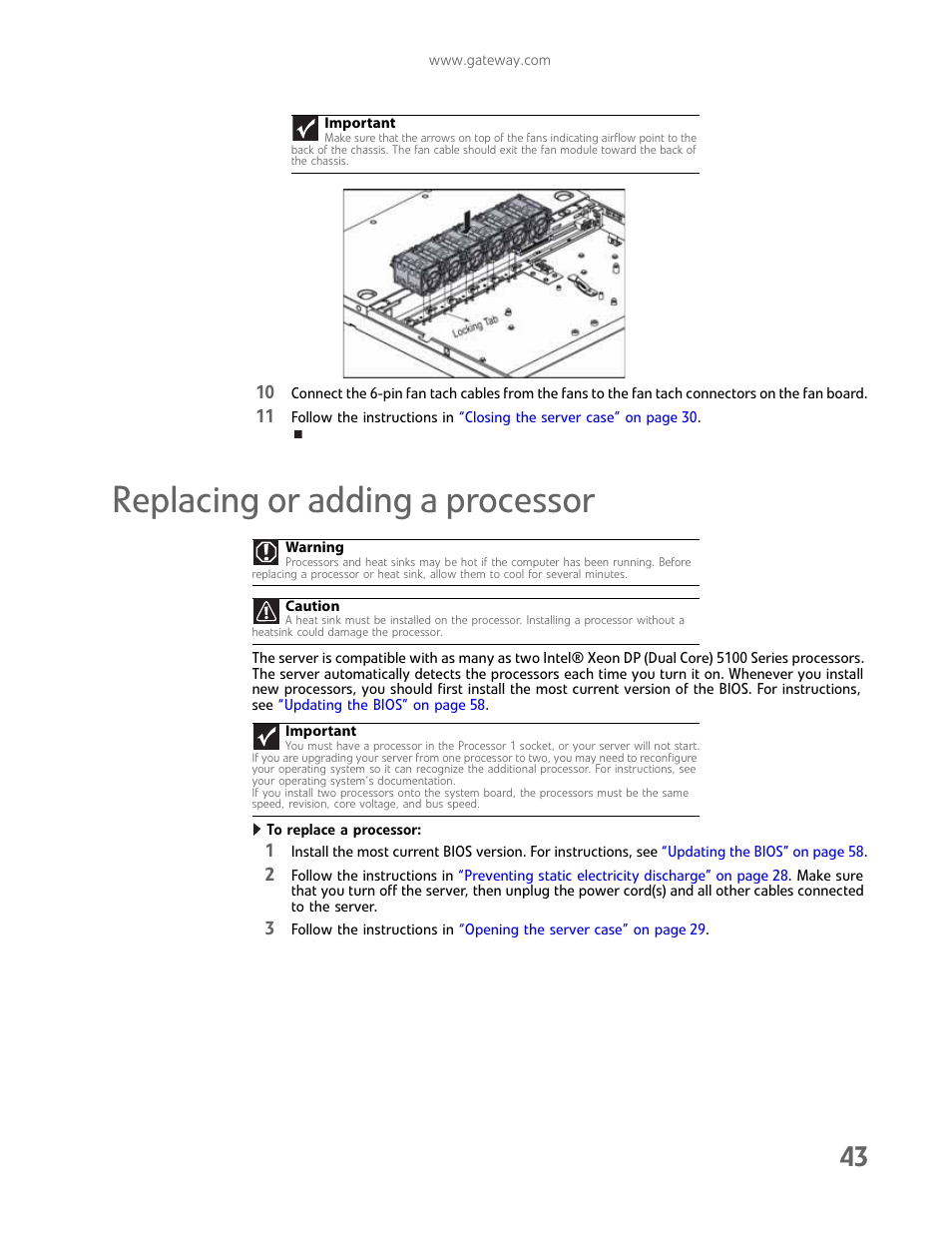 Replacing or adding a processor | Gateway E-9425R User Manual | Page 49 / 118