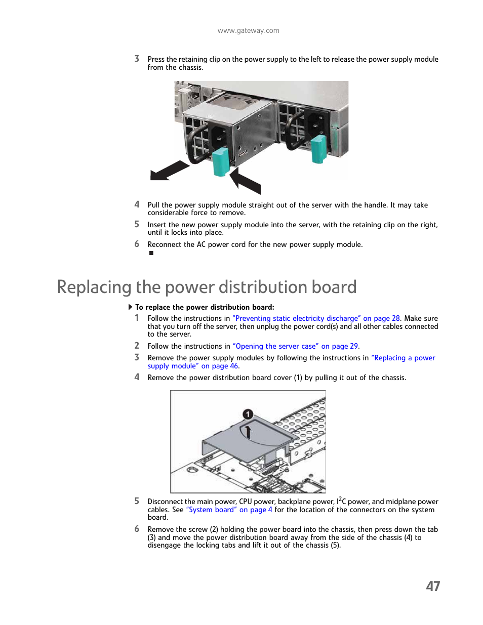 Replacing the power distribution board | Gateway E-9425R User Manual | Page 53 / 118