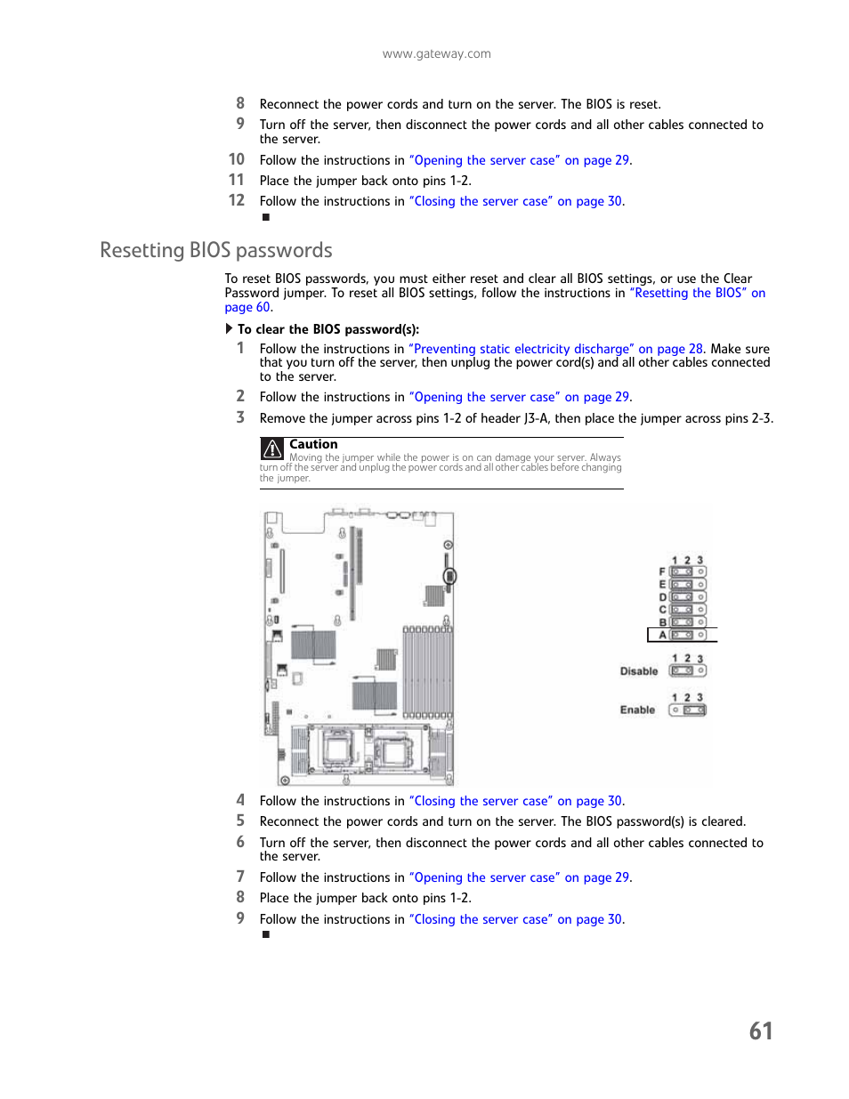 Resetting bios passwords | Gateway E-9425R User Manual | Page 67 / 118