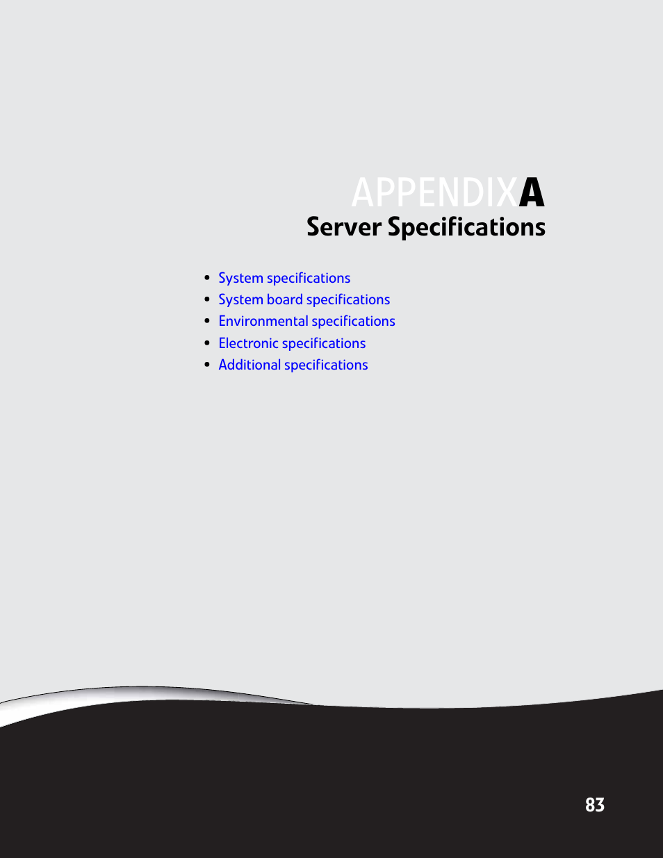 Server specifications, Appendix a: server specifications, Appendix | Gateway E-9425R User Manual | Page 89 / 118