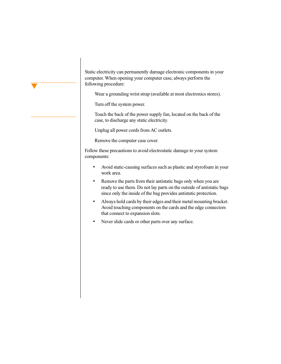 Static electricity precautions | Gateway E-3200 User Manual | Page 11 / 90