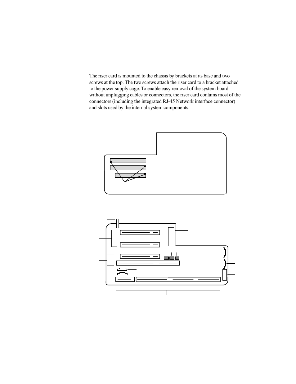 Riser card, Back of riser card, Front of riser card | Back of riser card front of riser card | Gateway E-3200 User Manual | Page 19 / 90