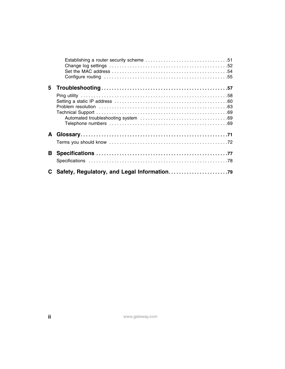 Gateway WBR-100 User Manual | Page 3 / 90