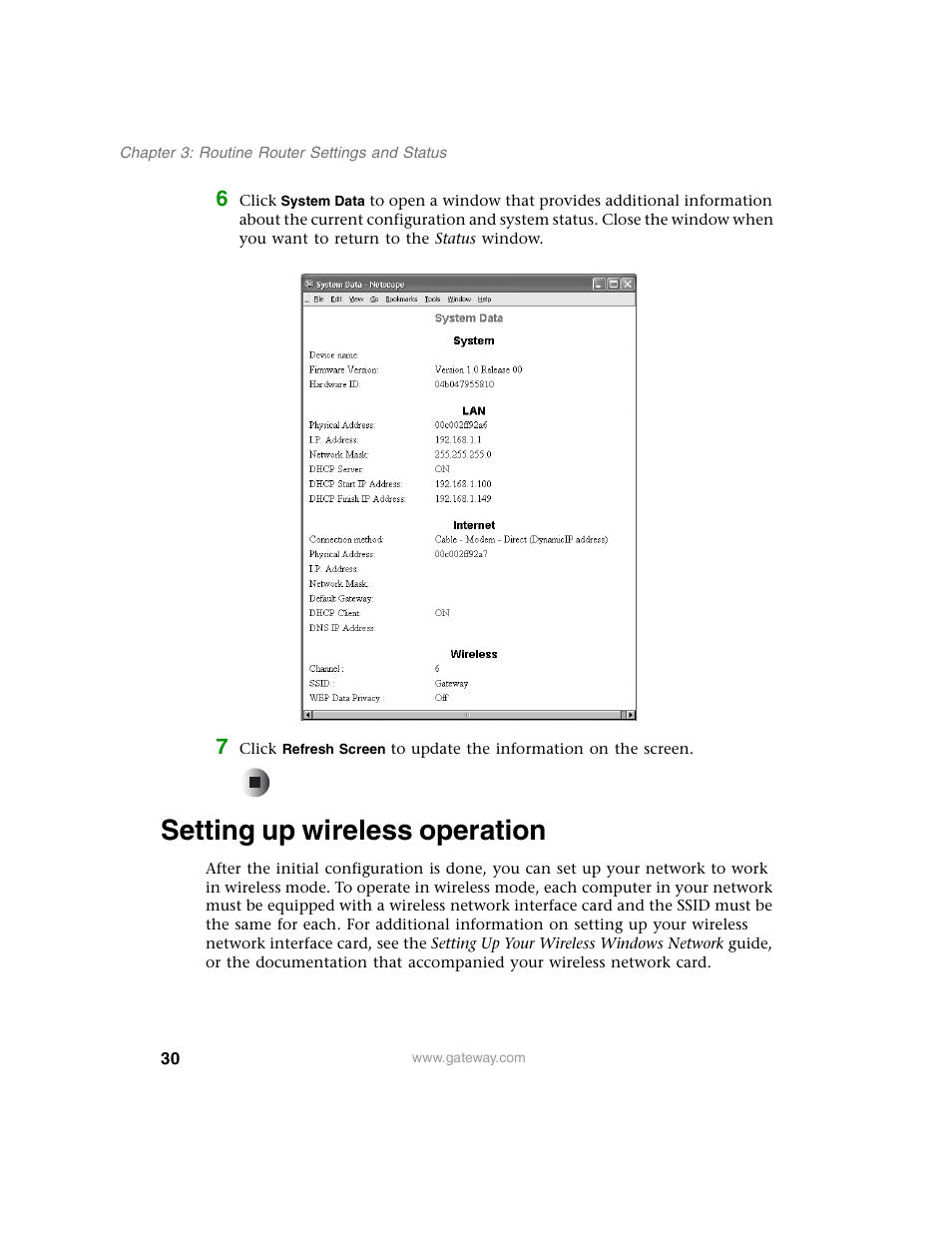 Setting up wireless operation | Gateway WBR-100 User Manual | Page 33 / 90