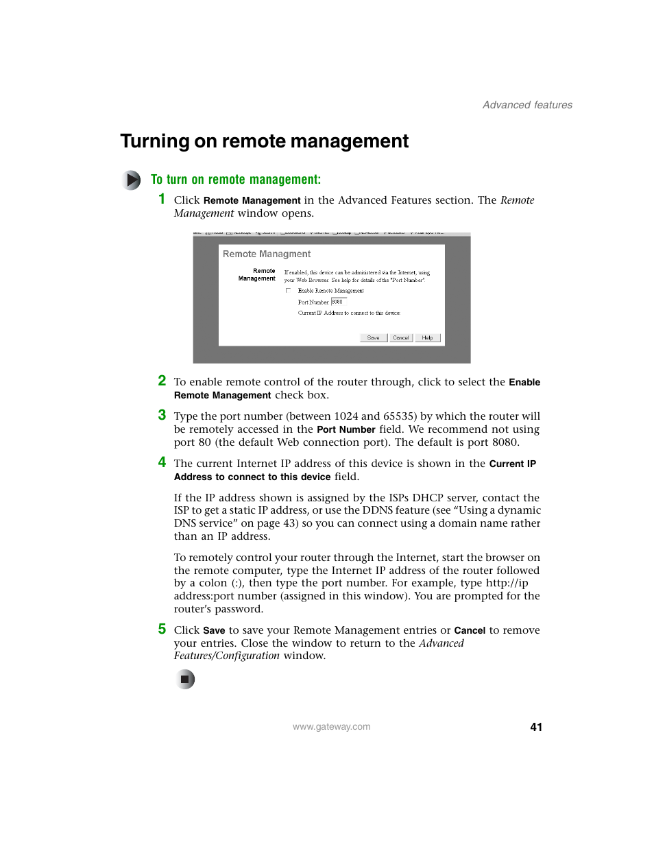 Turning on remote management | Gateway WBR-100 User Manual | Page 44 / 90
