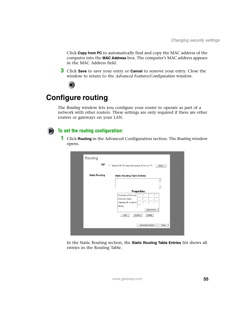 Configure routing | Gateway WBR-100 User Manual | Page 58 / 90