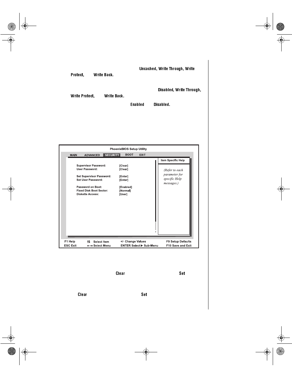 Security menu screen | Gateway ALR 7200 User Manual | Page 89 / 134