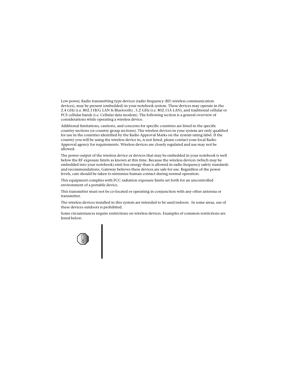 Regulatory compliance statements, Wireless guidance | Gateway M500 User Manual | Page 104 / 119
