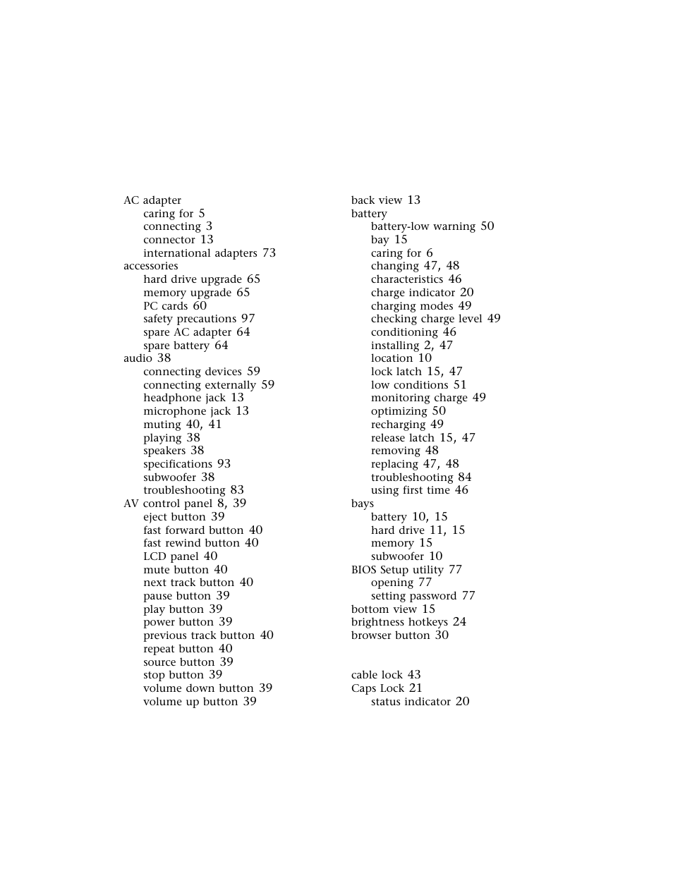 Index | Gateway M500 User Manual | Page 111 / 119