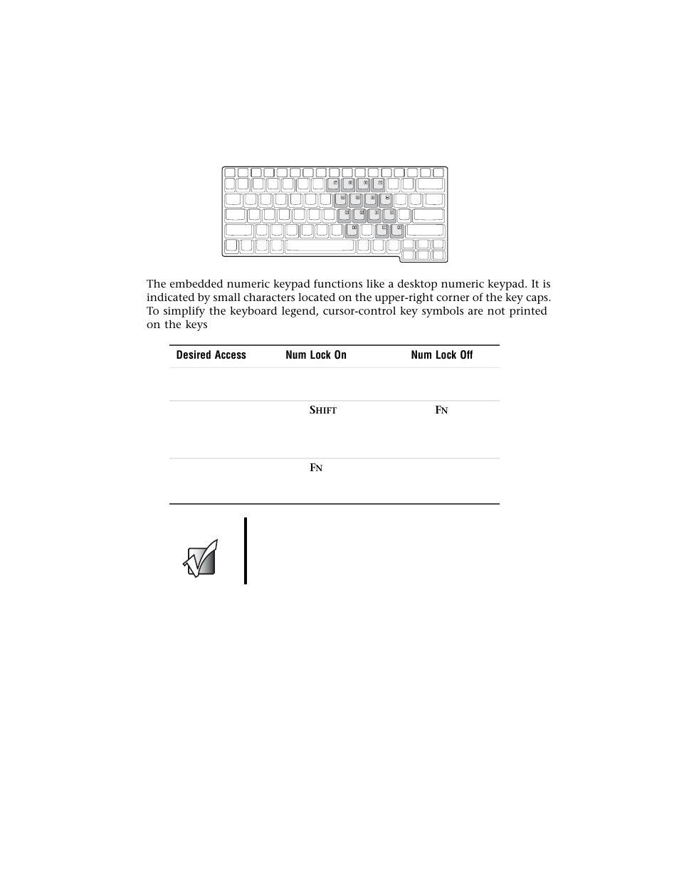 Embedded numeric keypad | Gateway M500 User Manual | Page 28 / 119