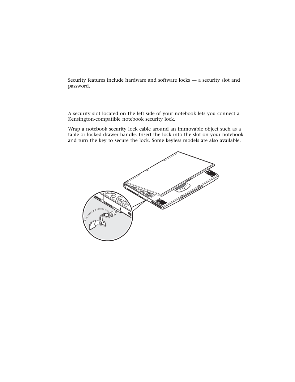 Securing your notebook, Security slot | Gateway M500 User Manual | Page 49 / 119