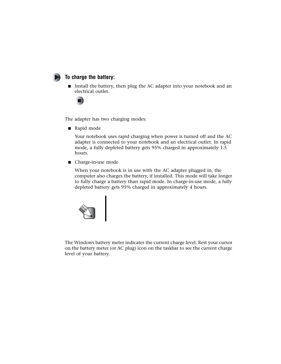 Recharging the battery, Checking the charge level, Recharging the battery checking the charge level | Gateway M500 User Manual | Page 55 / 119