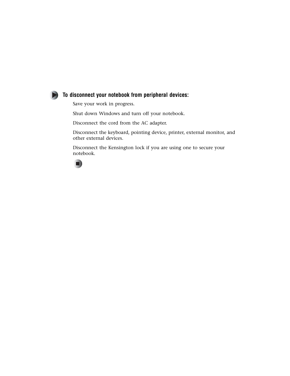 Disconnecting from peripheral devices | Gateway M500 User Manual | Page 74 / 119