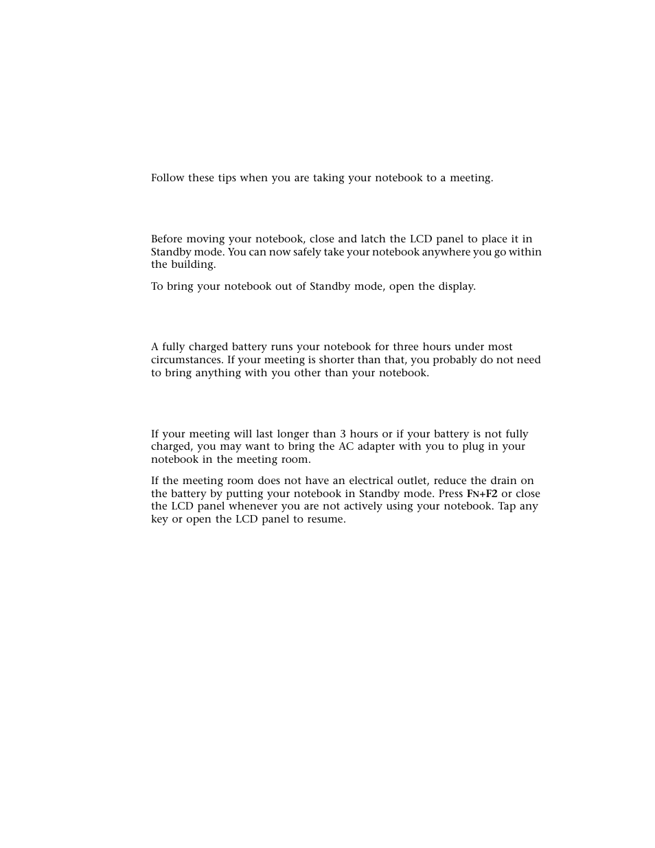 Moving around, Preparing your notebook, What to bring to short meetings | What to bring to long meetings | Gateway M500 User Manual | Page 75 / 119