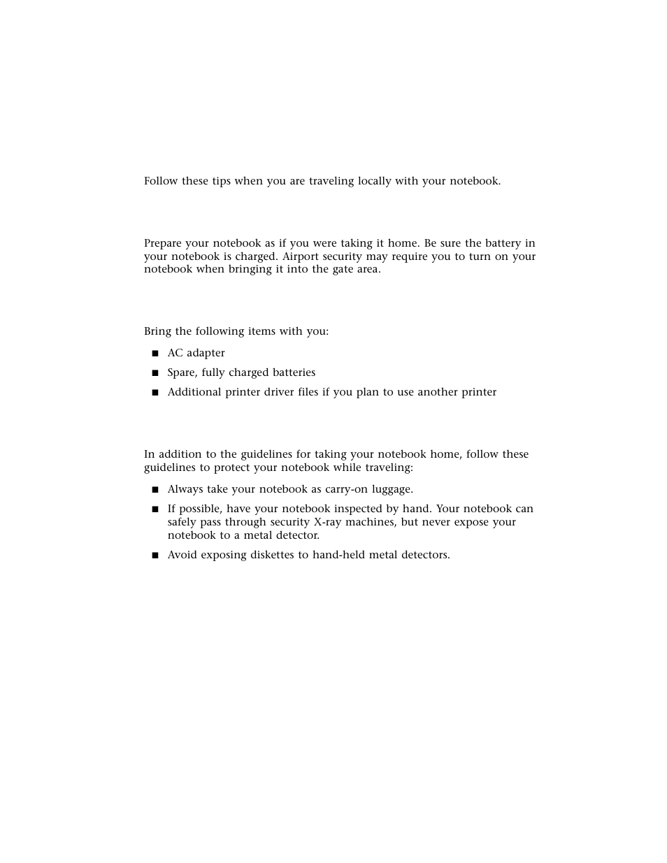 Traveling with your notebook, Preparing your notebook, What to bring with you | Special considerations | Gateway M500 User Manual | Page 78 / 119
