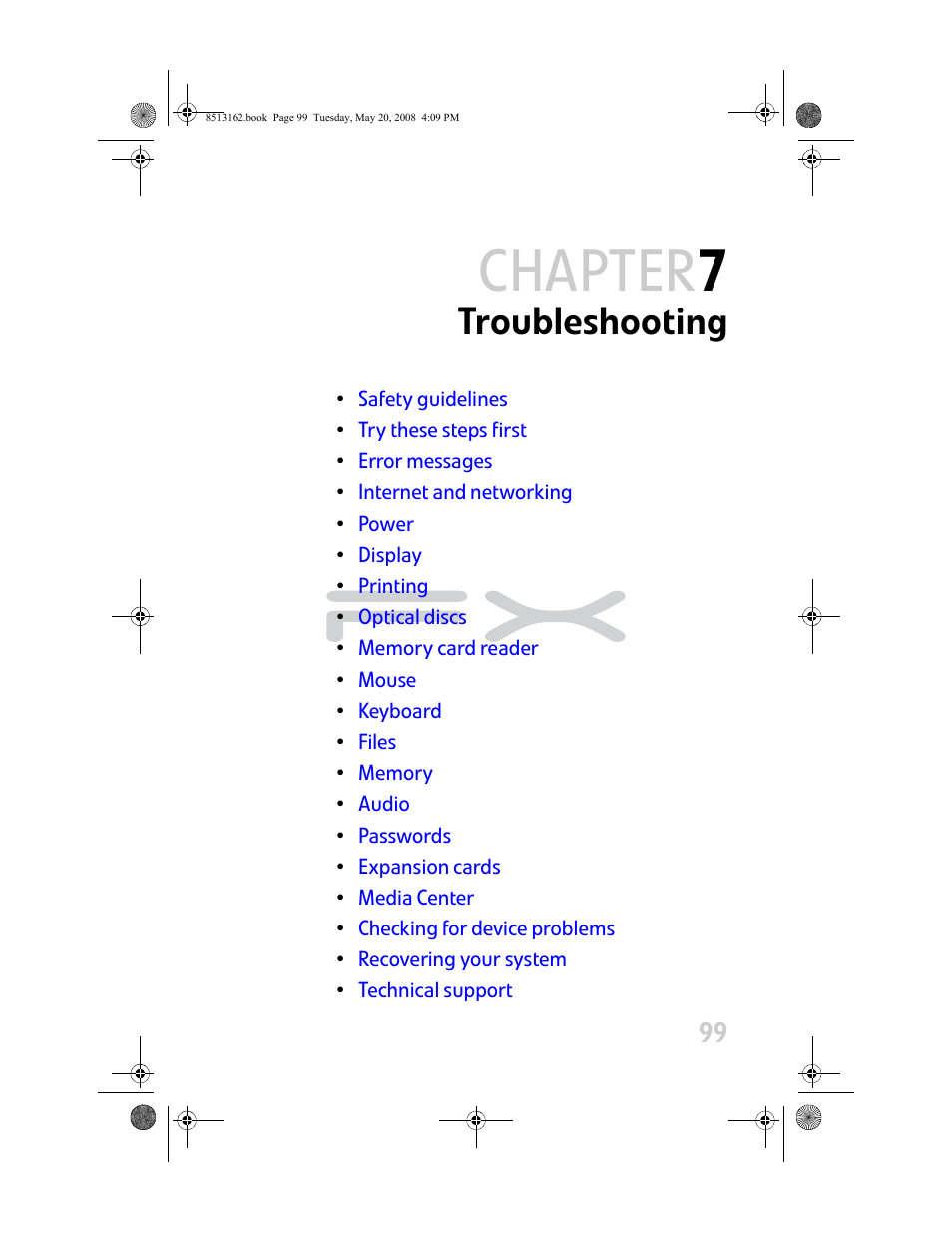 Troubleshooting, Chapter 7: troubleshooting, Chapter 7 | Gateway FX542X User Manual | Page 105 / 154