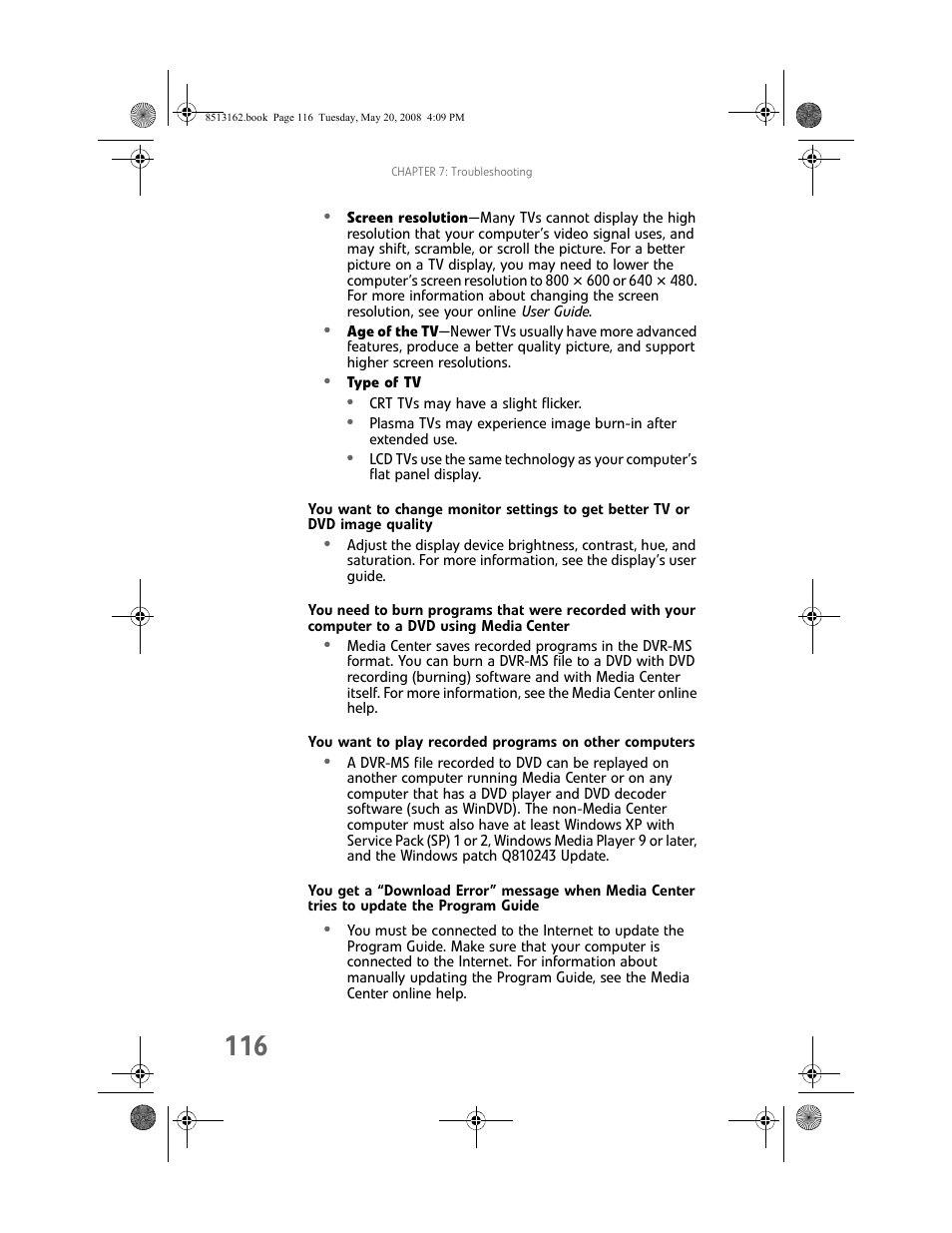 You get a “download error” message | Gateway FX542X User Manual | Page 122 / 154