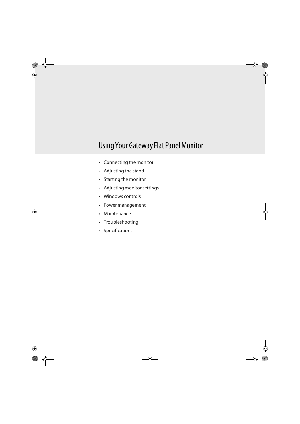 Using your gateway flat panel monitor | Gateway FPD1985 User Manual | Page 5 / 34