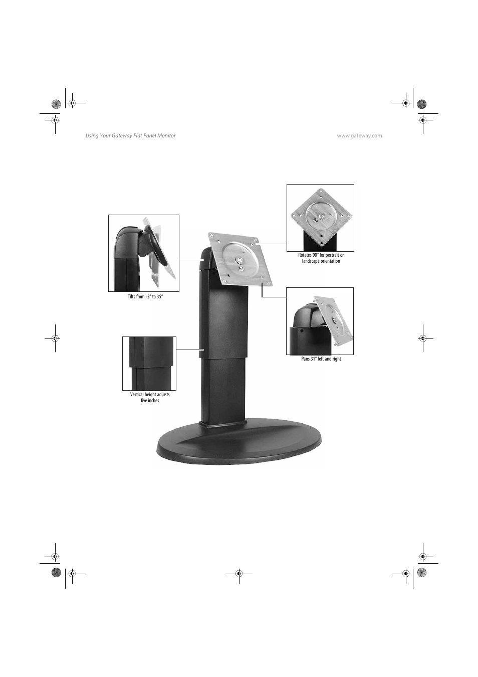 Adjusting the stand | Gateway FPD1985 User Manual | Page 8 / 34