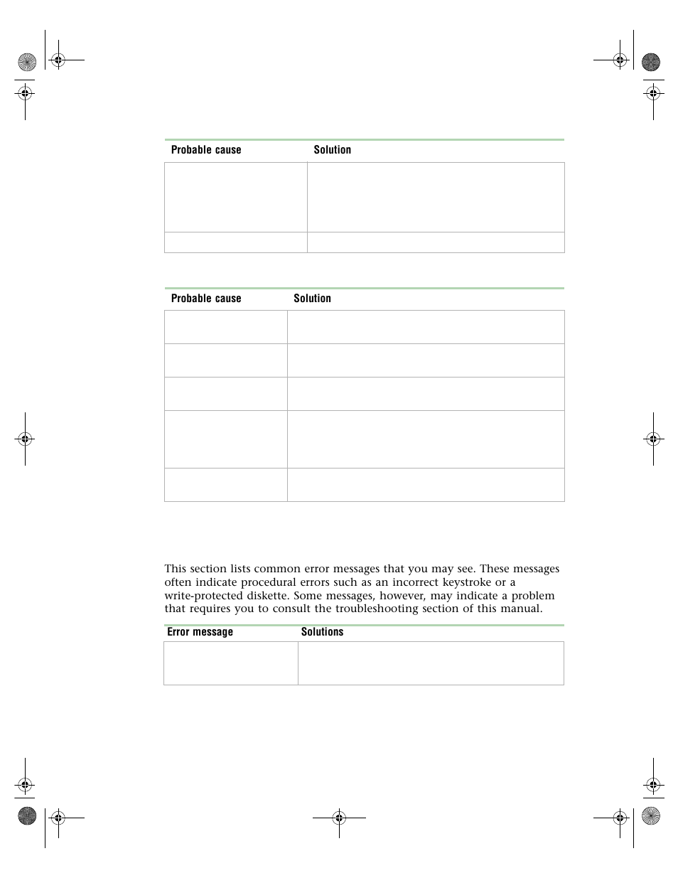Error messages | Gateway 7250R User Manual | Page 104 / 135