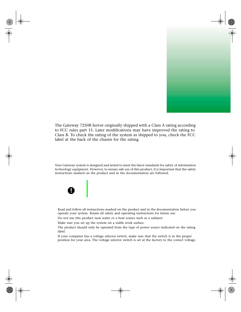 Safety, regulatory, and notices, Important safety information | Gateway 7250R User Manual | Page 108 / 135