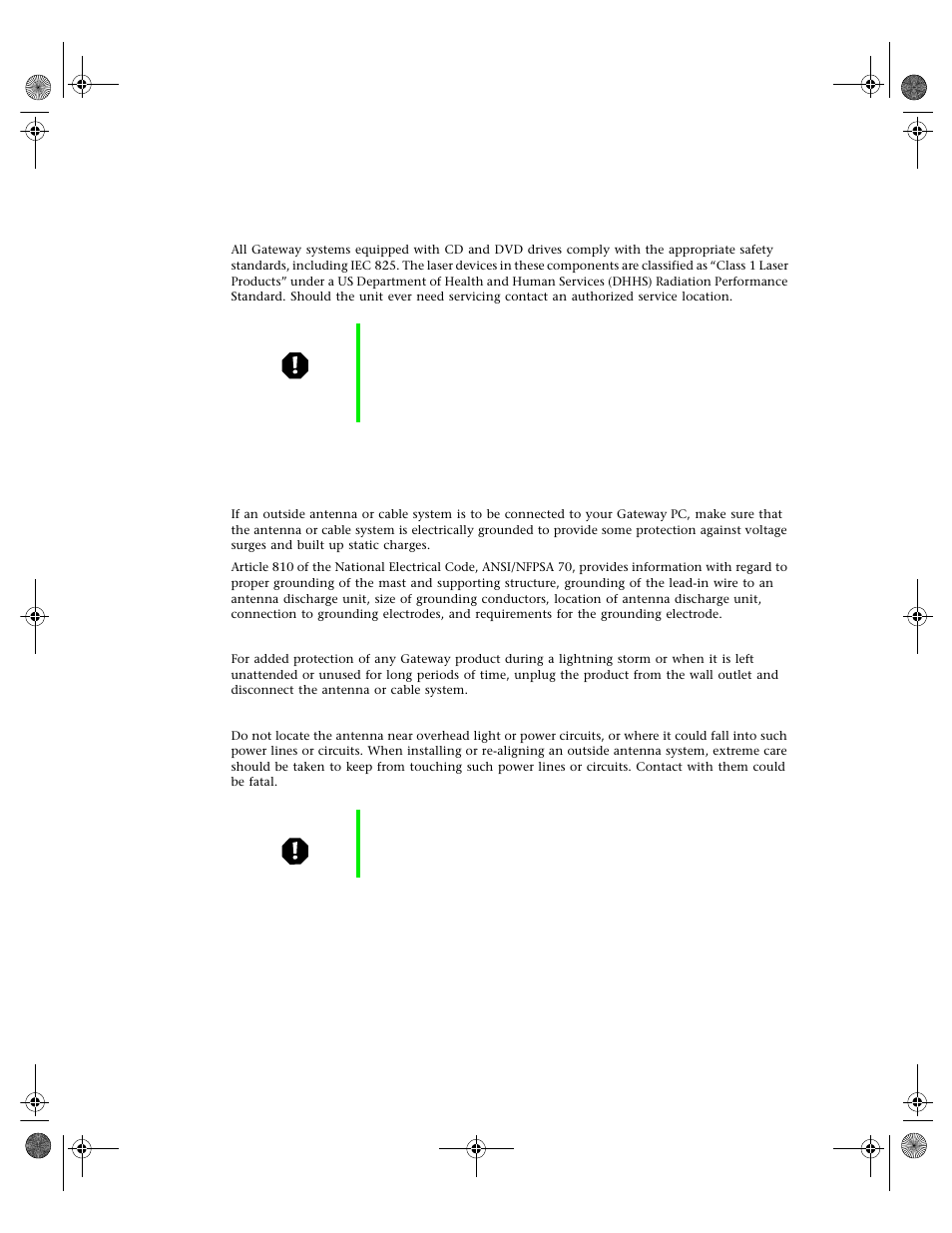 Laser safety statement | Gateway 7250R User Manual | Page 118 / 135