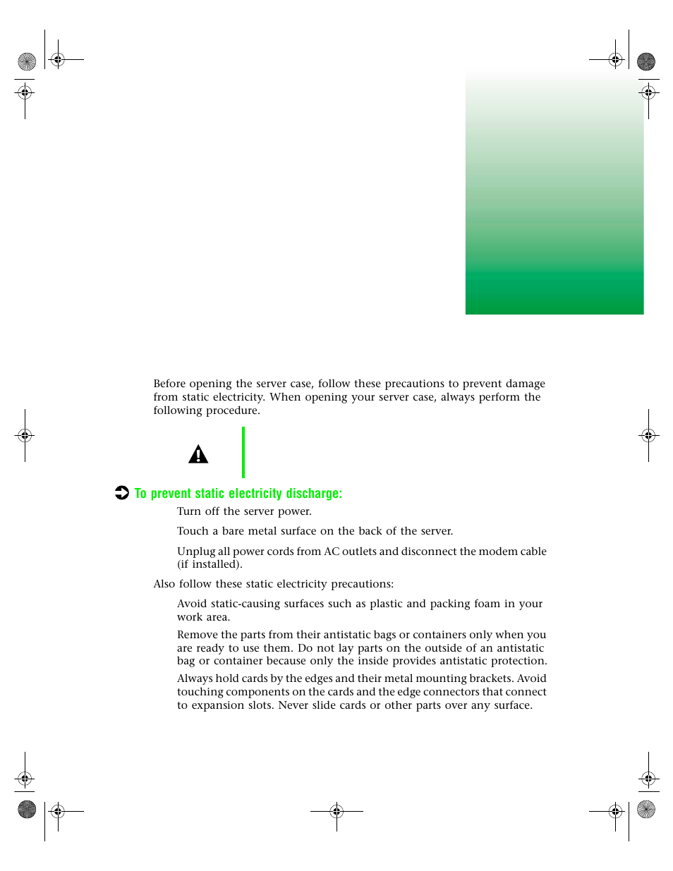 Case access, Preventing static electricity discharge | Gateway 7250R User Manual | Page 24 / 135