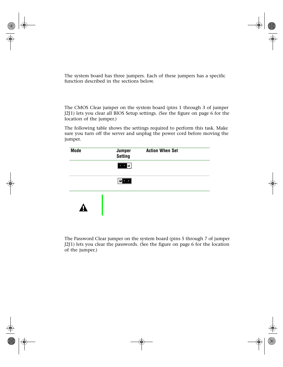 Setting the system board jumpers, The cmos clear jumper, Password clear jumper | The cmos clear jumper password clear jumper | Gateway 7250R User Manual | Page 75 / 135