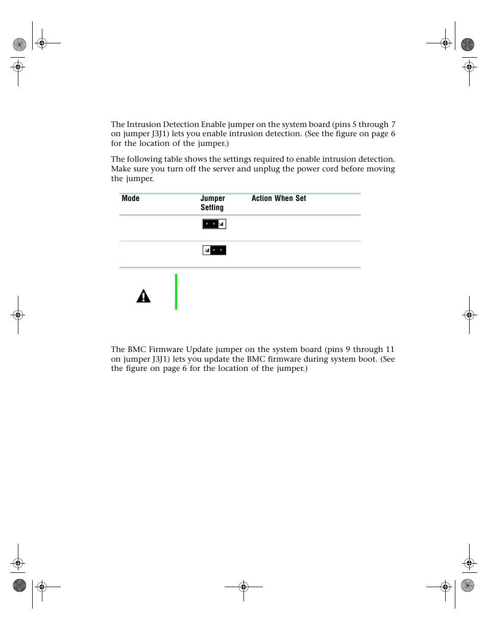 Intrusion detection enable jumper, Bmc firmware update jumper | Gateway 7250R User Manual | Page 79 / 135