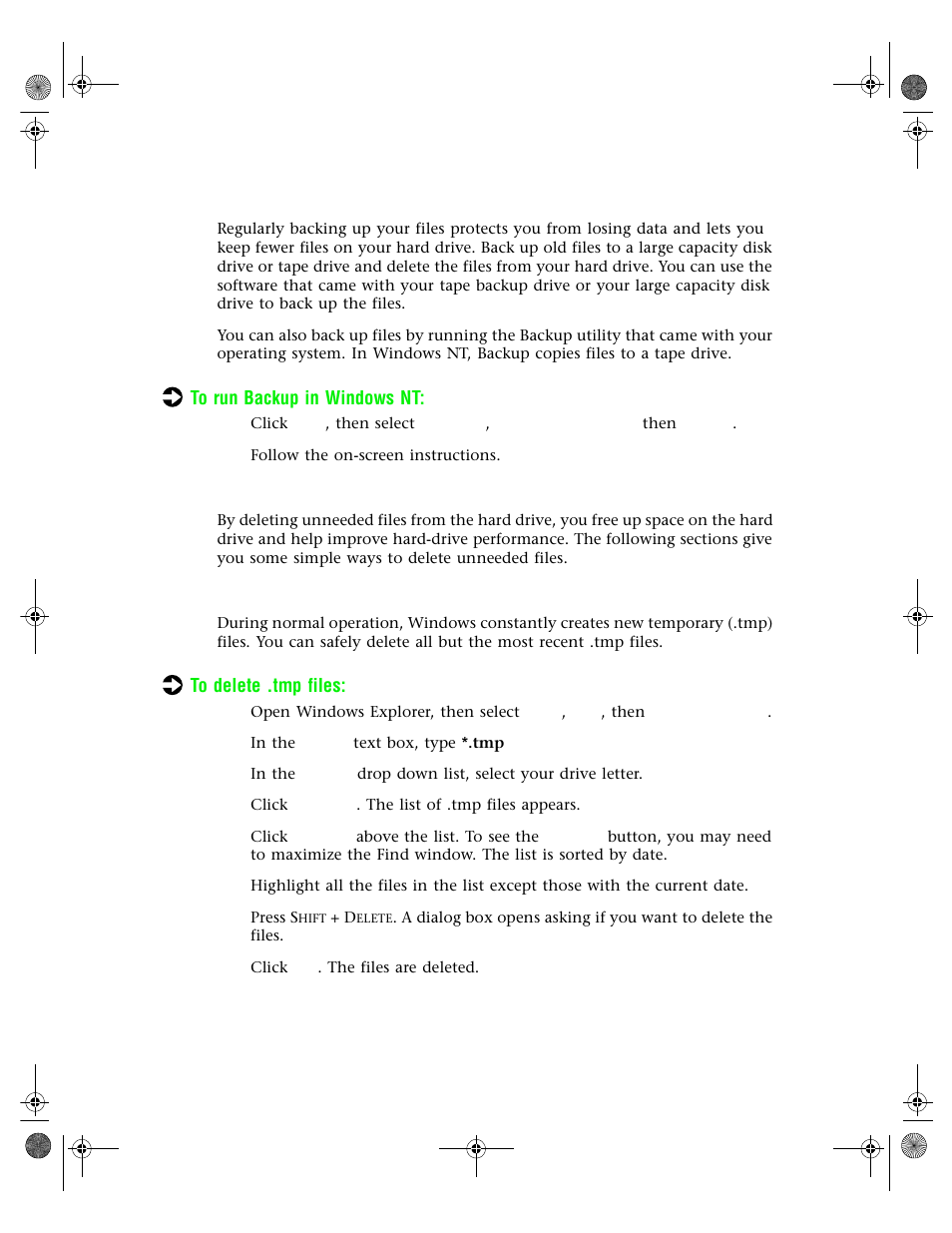 Backing up files, Deleting unneeded files | Gateway 7250R User Manual | Page 85 / 135